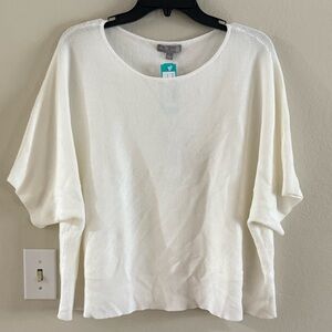 EVOLUTION BY CYRUS AUGUST OVERSIZED SHORT SLEEVE PULLOVER TOP OFF-WHITE - L